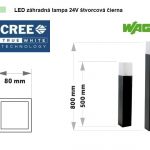 Lampa záhradná LED 24V štvorcová čierna